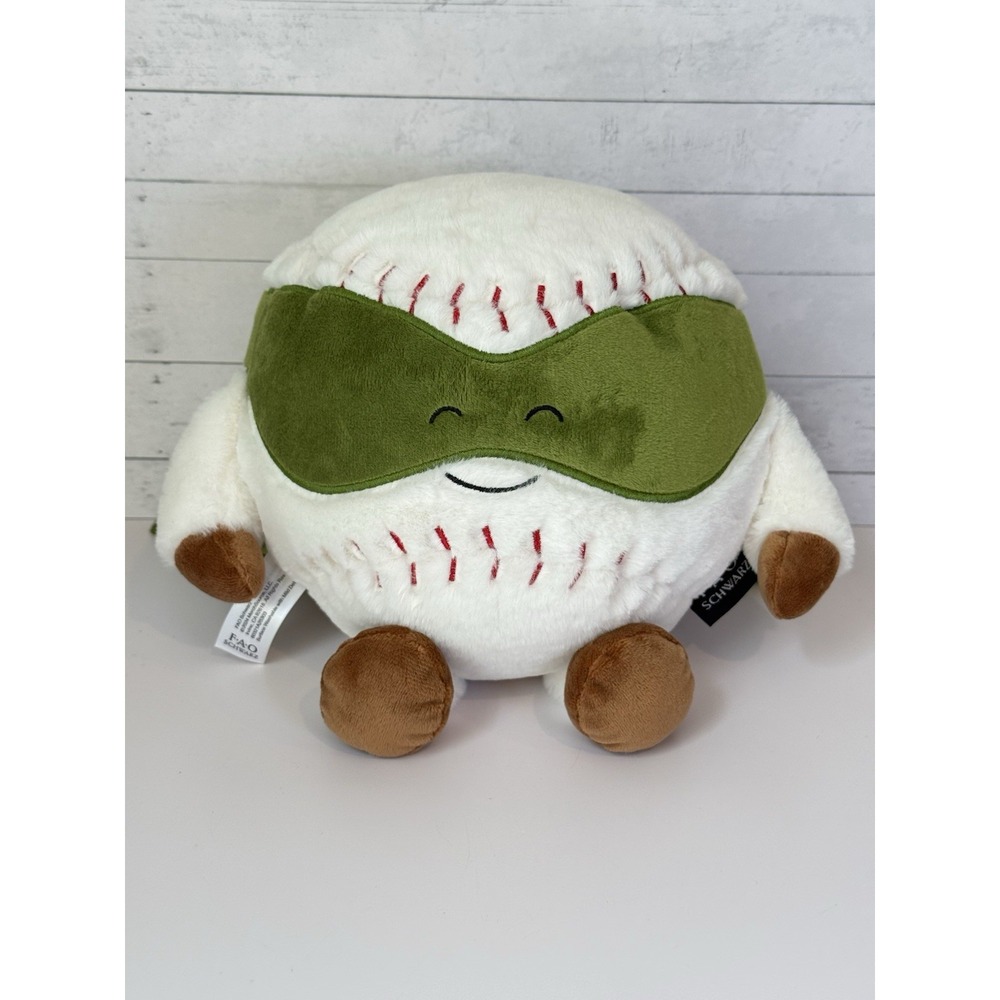 FAO Schwarz 10" Baseball Plush Green Mask Cape Superhero Stuffed Toy